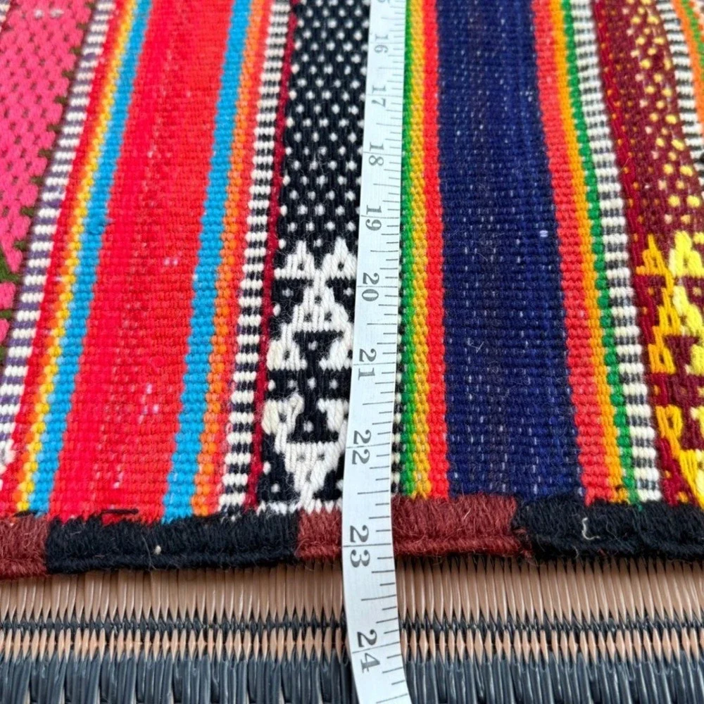 Vintage Handwoven Tribal Striped Pillow Case Tassels Boho‎ Seating Cover 24x23
